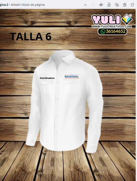 CAMISA COLUMBIA BLANCA TAMAÑO 6 MANGA LARGA - Yuli Variedades Creativas