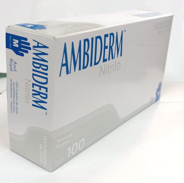 GUANTE NITRILO AMBIDERM AZUL ROYAL MED UNIDAD - Proveedora De Salud Total, Sociedad Anonima