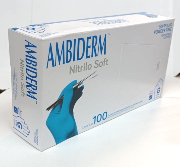 GUANTE NITRILO AMBIDERM AZUL ROYAL GDE UNIDAD - Proveedora De Salud Total, Sociedad Anonima