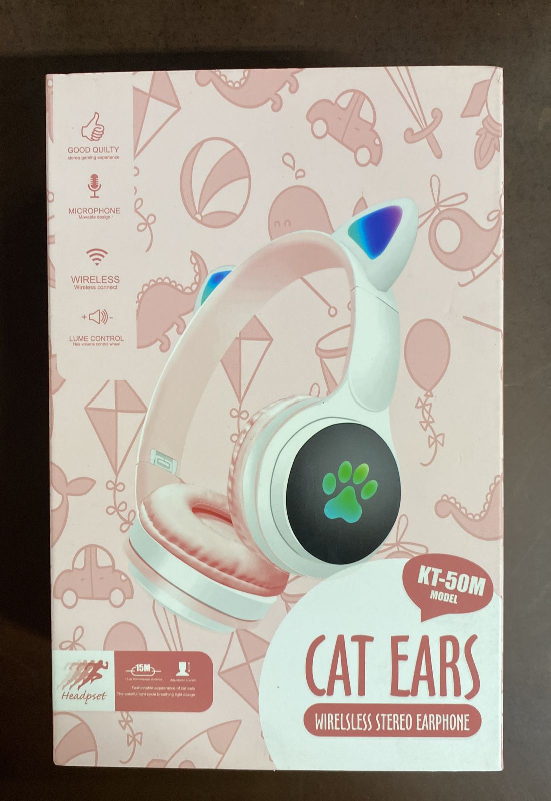 Audifonos Wireless  KT-50M con orejitas Cat Ears  