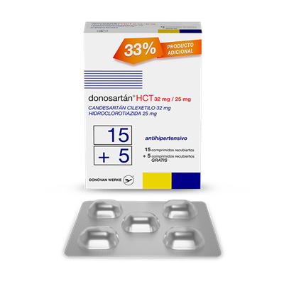 Denosartan  HCT 32 mg / 25 mg ( Candesartan Cilexetilo 32 mg, Hidroclorotiazida 25 mg ) - FARMACIA NUEVO MILENIO
