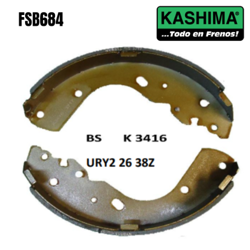 Zapatas (K3416=UHY4-26-38Z) Kashima Mazda BT50 (99-02) - Repuestos y Lubricantes Vicent's