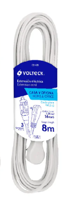EXTENCION ELECTRICA 8 MTS BLANCA VOLTECK - Ferretería Todo El Mundo