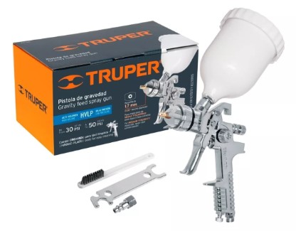 Pistola para pintar de gravedad presion media 30 a 50 PSI TRUPER - Ferretería y Distribuidora el 
