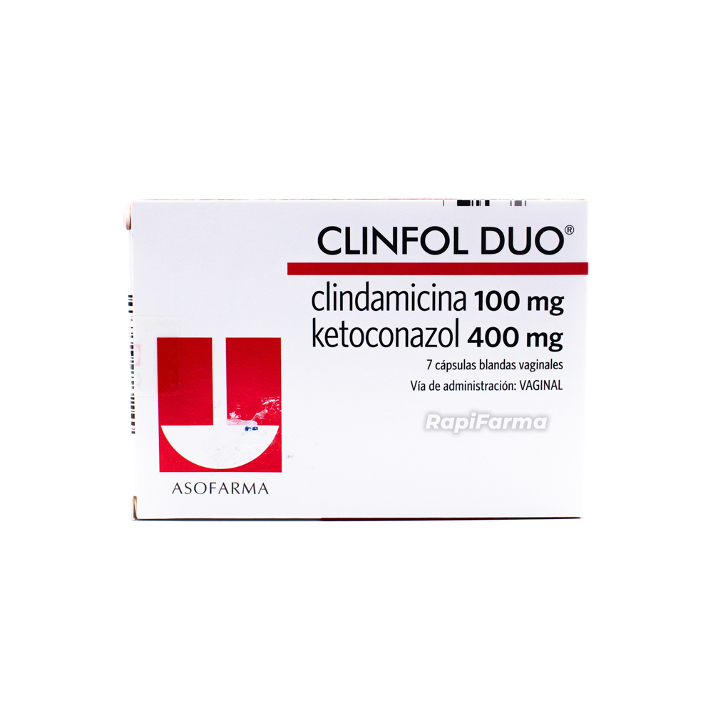 CLINFOL DUO (clindamicina 100mg/ketoconazol 400mg) *capsulas blandas vaginales  - FARMACIA NUEVO MILENIO