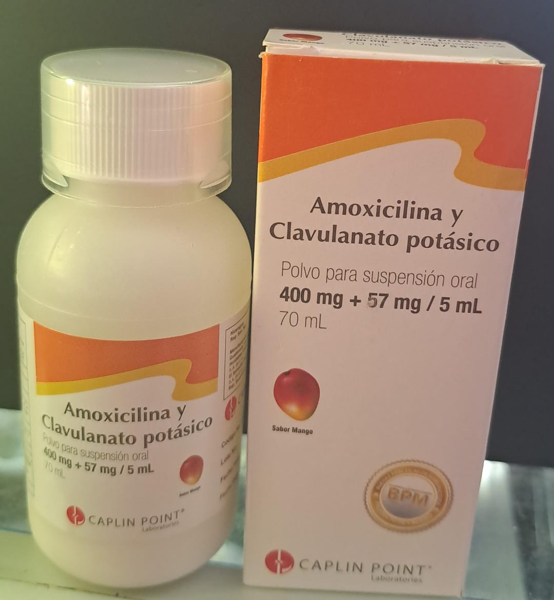 AMOXICILINA Y CLAVULANATO DE POTASIO  CAPLIN 400MG/57MG/5ML POLVO PARA SUSPENSIÓN ORAL DE 70ML - FARMACIA NUEVO MILENIO