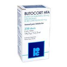 BUTOCORT HFA 250 DOSIS (sulfato de salbutamol 120mg/dipropionato de beclometasona 50mg) *aerosol para inhalacion - FARMACIA NUEVO MILENIO