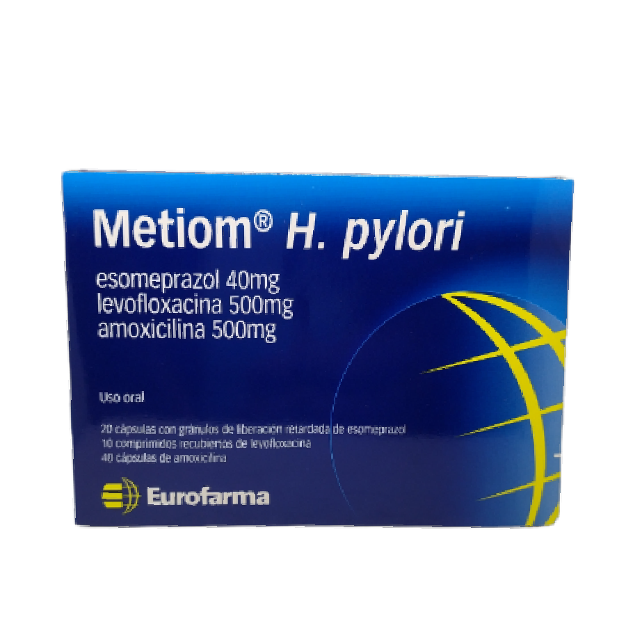 METIOM H. PYLORI  (Esomeprazol 40mg/ Levofloxacina 500mg/ Amoxicilina 500mg) *Capsulas - FARMACIA NUEVO MILENIO