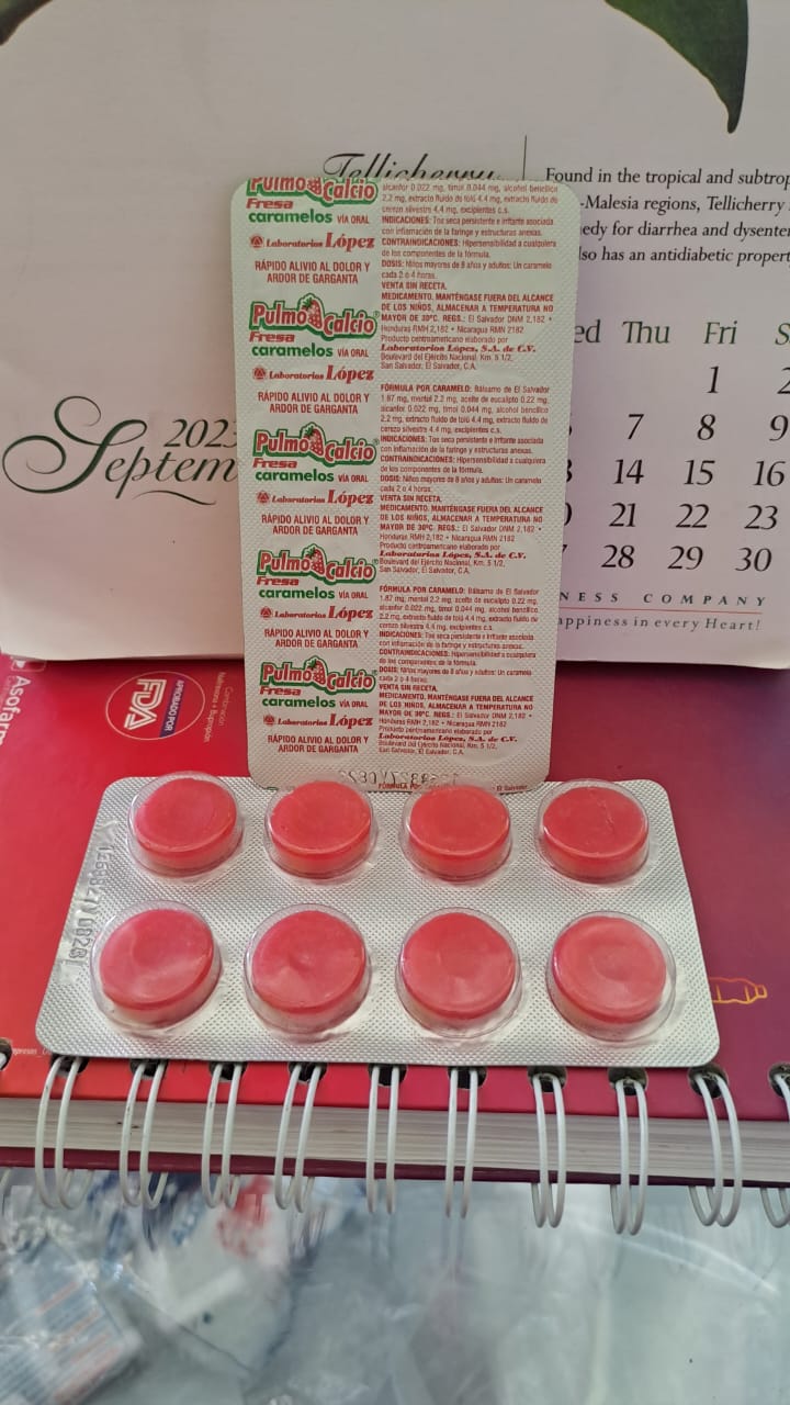 PULMOCALCIO FRESA  *Caramelos - FARMACIA NUEVO MILENIO