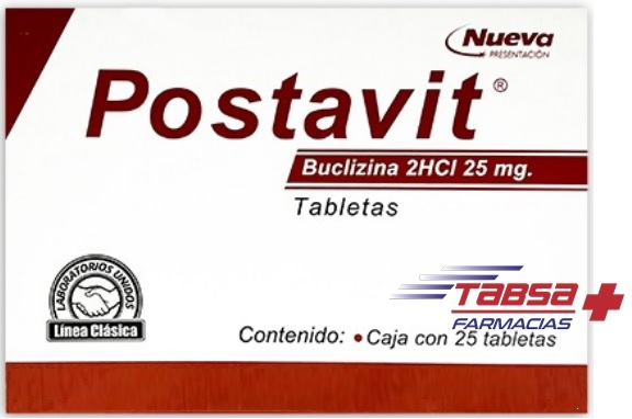 POSTAVIT Buclizina 2HCI 25mg *25  Tabletas - FARMACIA NUEVO MILENIO