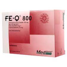FE Q 800 ( Hierro Aminoquelado 150mg / 30mg hierro / acido folico 800mcg + cianocobalamina 8mcg ) * 28 Tabletas - FARMACIA NUEVO MILENIO
