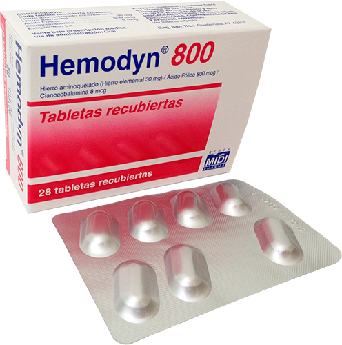 HEMODYN 800 (HIERRO AMINOQUELA) 30MG *28 COMPRIMIDOS - FARMACIA NUEVO MILENIO