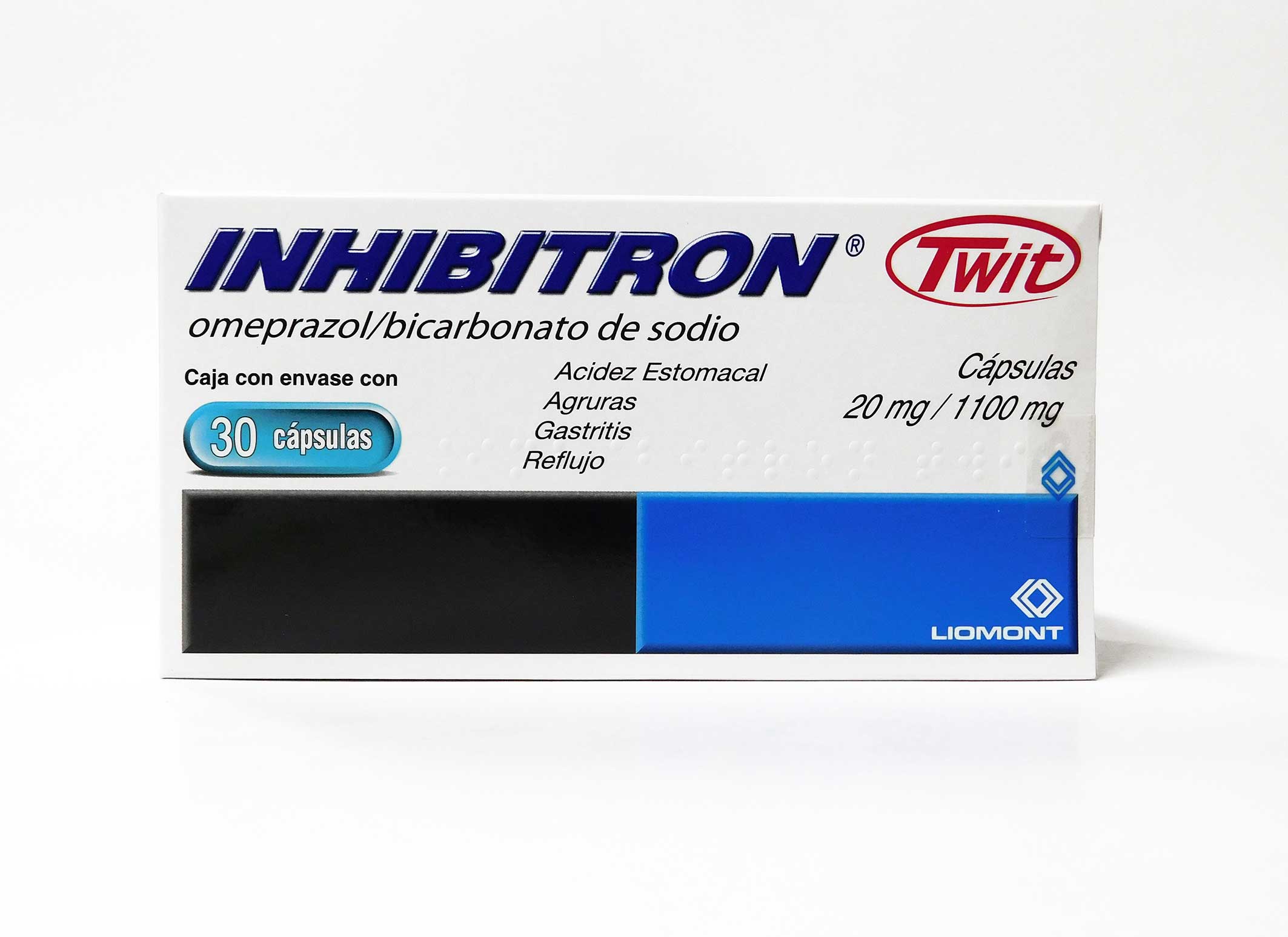 INHIBITRON  (Omeprazol/Bicarbonato de Sodio 20mg/1100mg) * 30 Capsulas - FARMACIA NUEVO MILENIO