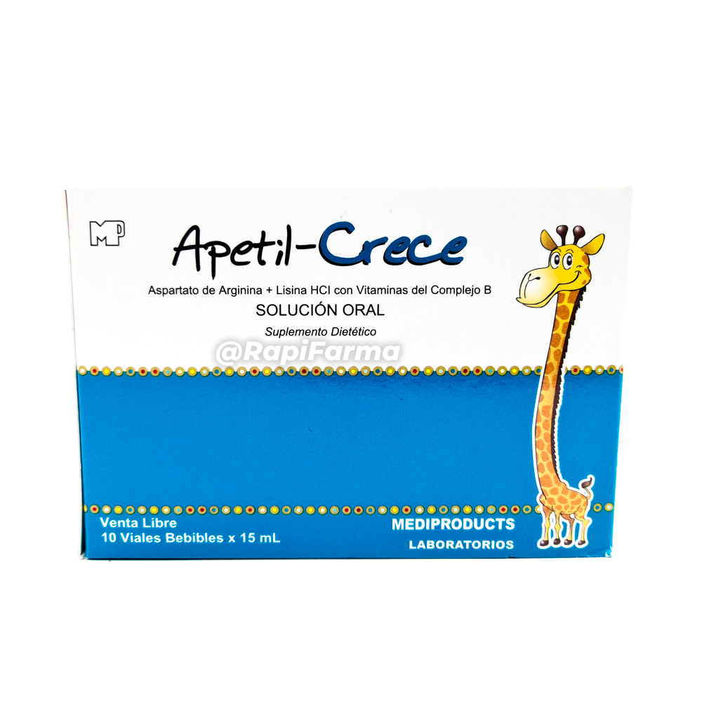 APETIL-CRECE (aspartato de arginina+lisina hci con vitaminas del complejo B) *solución oral  - FARMACIA NUEVO MILENIO