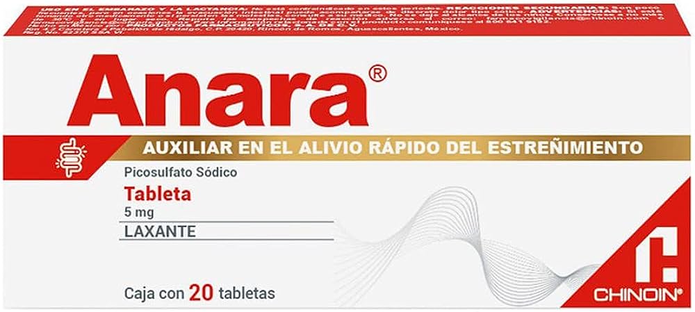 ANARA 5mg (picosulfato de sodio 5mg, laxante) *tabletas  - FARMACIA NUEVO MILENIO