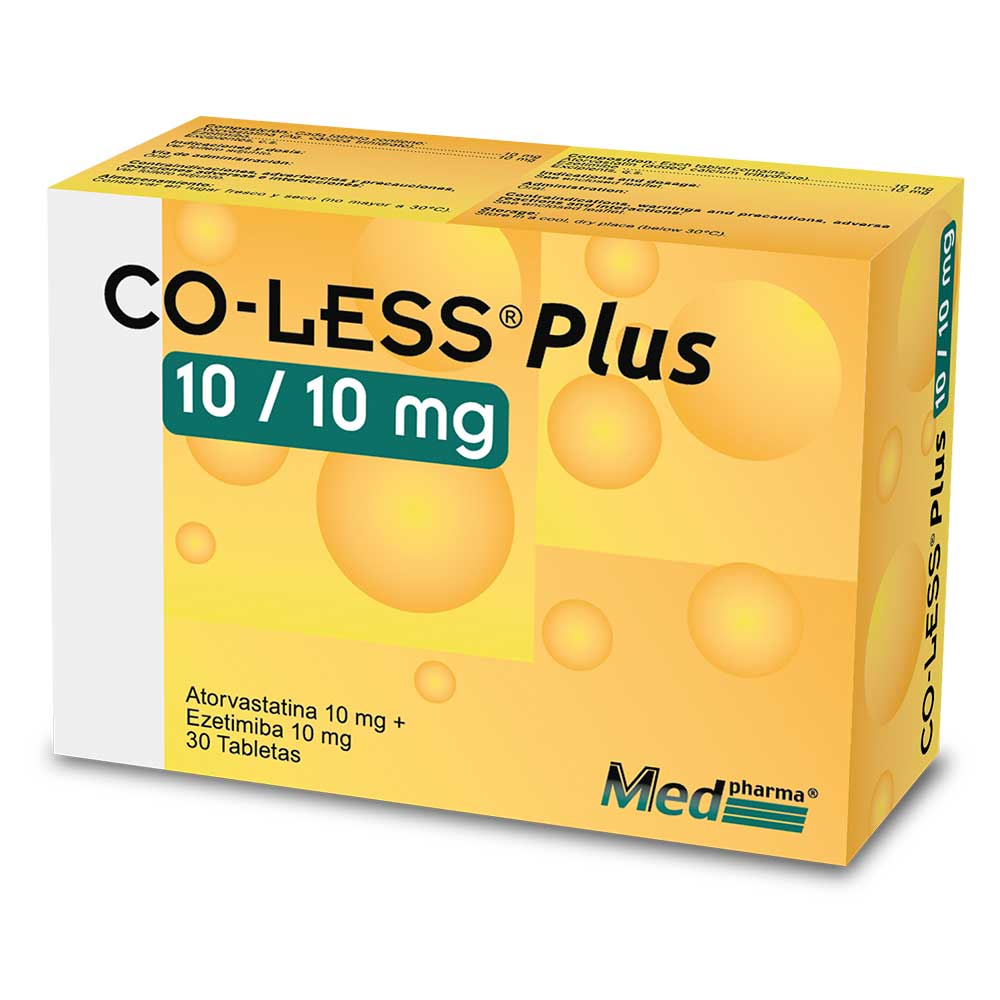 CO-LESS PLUS 10/10MG (atorvastatina/ezetimiba) *30 tabletas  - FARMACIA NUEVO MILENIO
