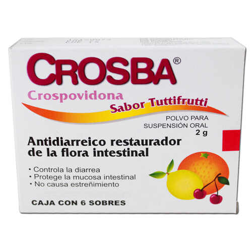 CROSBA (crospovidona, antidiarreico restaurador de la flora intestinal) *6 sobres 2g - FARMACIA NUEVO MILENIO