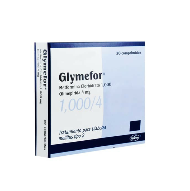 GLYMEFOR 1000/4MG (Metformina Clorhidrato 1000mg/Glimepirida 4mg) * 30 Capsulas - FARMACIA NUEVO MILENIO