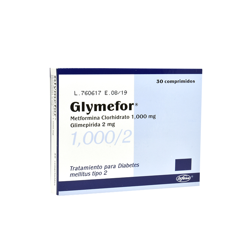 GLYMEFOR 1000/2 (Metformina Clorhidrato 1000mg/ Glimepirida 2mg) * 30 Capsulas - FARMACIA NUEVO MILENIO