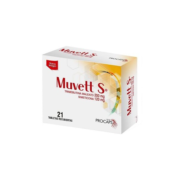 MUVETT S  (Trimebutina Maleato 200mg/ Simeticona 120mg)  *21 Capsulas - FARMACIA NUEVO MILENIO