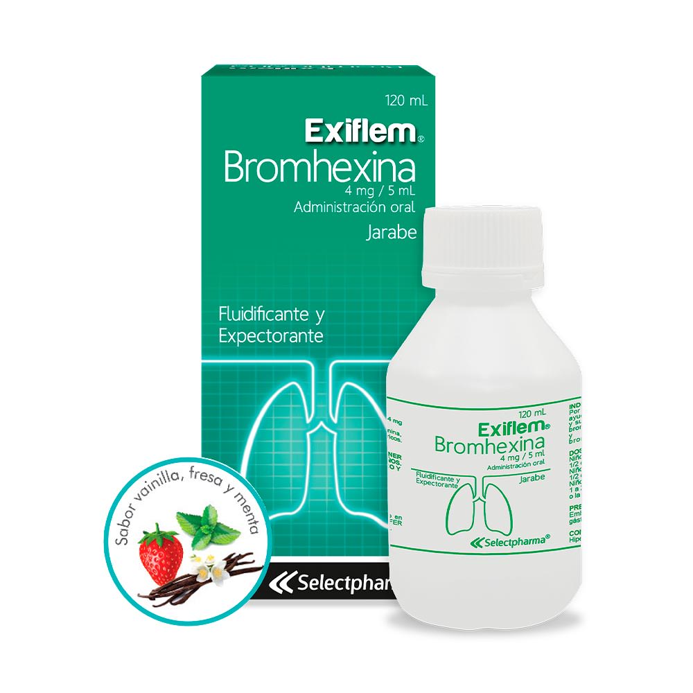 Exiflem (Bromhexina Clorhidrato) Jarabe 120 ML * 1 - Farmacia Marcos