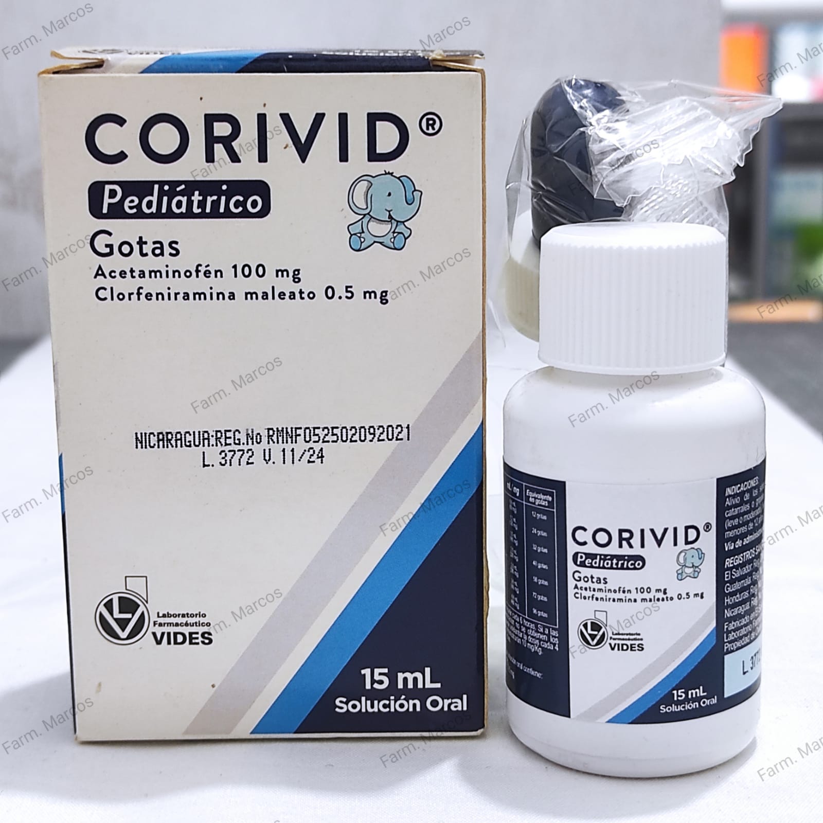 Corivid gotas Pediátricas 30 ml, Acetaminofén+Clorfeniramida - Farmacia Marcos