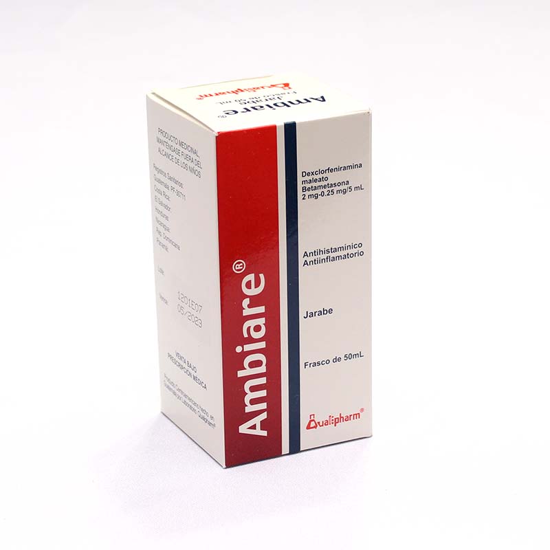 AMBIARE (dexclorfeniramina maleato/betametasona) *jarabe 50ml - FARMACIA NUEVO MILENIO