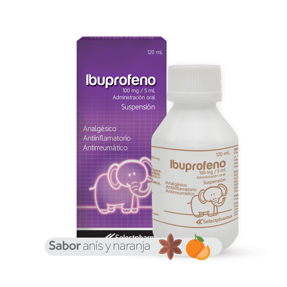 Ibuprofeno 100mg/5ml Jarabe de 120 ml - Farmacia Marcos