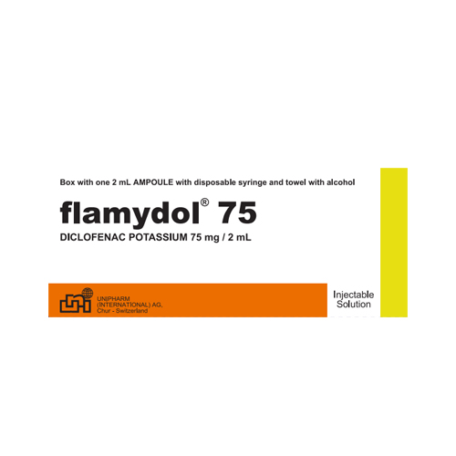 Flamydol 75 (Diclofenaco Potásico 75mg/2ml) caja * 1 Amp. - Farmacia Marcos