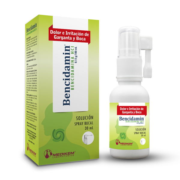 Bencidamin Solución Spray bucal (Bencidamina HCI 0.15g/100ml) - Farmacia Marcos