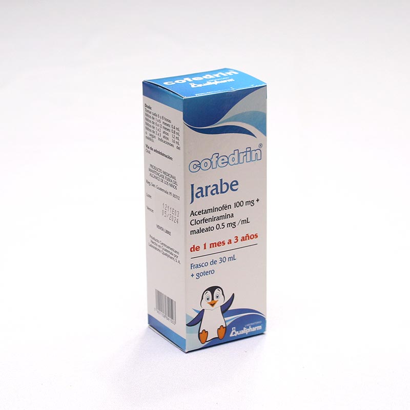 COFEDRIN 100mg/0.5mg (acetaminofen/clorfeniramina) *frasco 30ml  - FARMACIA NUEVO MILENIO