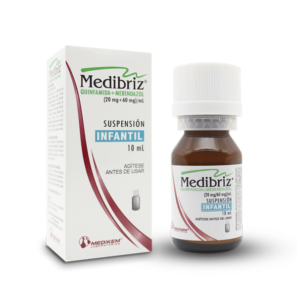 Medibriz 10 ml toma única (Quinfamida 20mg + Mebendazol 60mg/ml) - Farmacia Marcos