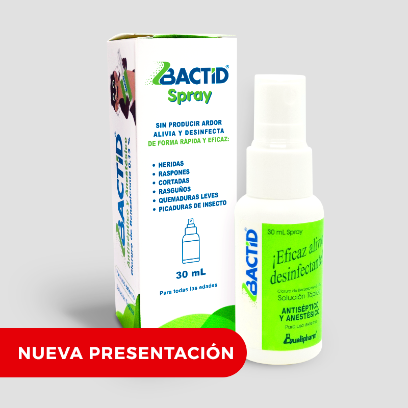 BACTID (Cloruro de benzalconioi 1.3mg/ml. lidocaína HCI 50mg/ml) spray - FARMACIA NUEVO MILENIO