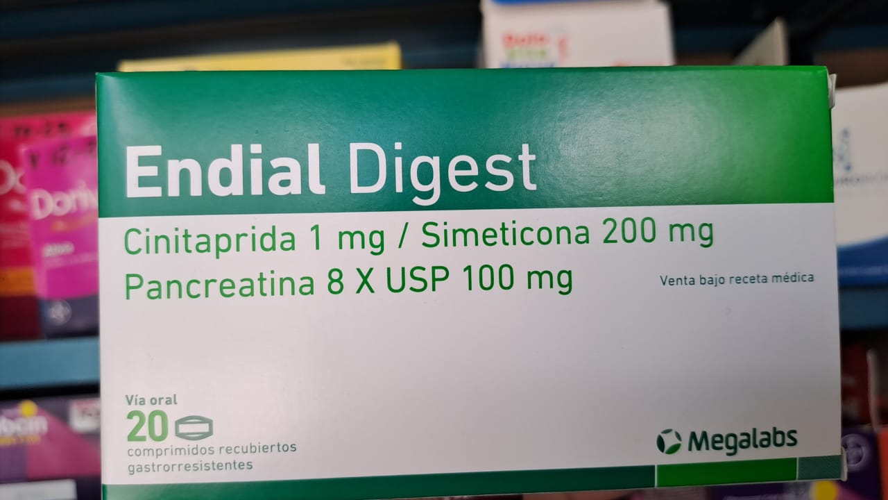 Endial Digest (sinitaprida 1mg/ simeticona 200mg/ Pancreatina 8x USP 100mg) *20 comprimidos - FARMACIA NUEVO MILENIO