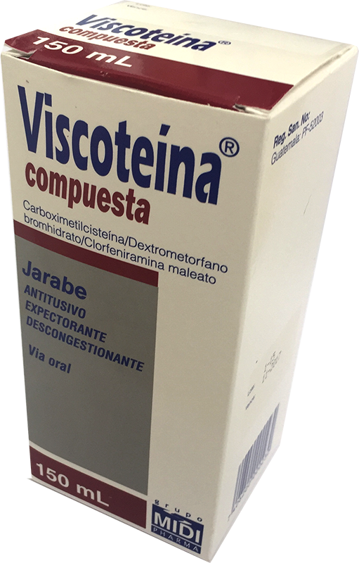 VISCOTEINA COMPUESTA (Carboximetilcisteina /Dextrometorfano bromhidrato/ Clorfeniramina maleato antitusivo  exprctorsnte descongestionante *Jarabe 150ml - FARMACIA NUEVO MILENIO