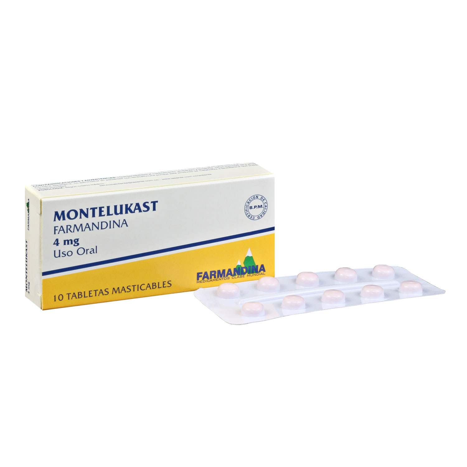 MONTELUkAST (4 MG) *10 Tabletas Recubiertas. Atado. - FARMACIA NUEVO MILENIO