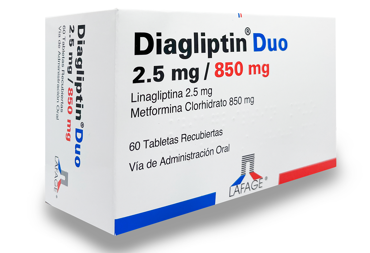 DIAGLIPTIN DUO 2.5mg/850mg LINAGLIPTINA 2.5 mg METFORMINA CLORHIDRATO 850mg) *TABLETAS RECUBIERTAS  - FARMACIA NUEVO MILENIO