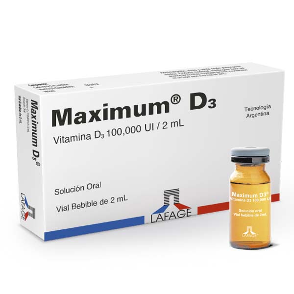 MAXIMUM D3 PLUS 1amp +1 caps (vitamina d3 100,000 ui/2ml + acido ibandrónico 150 mg) - FARMACIA NUEVO MILENIO