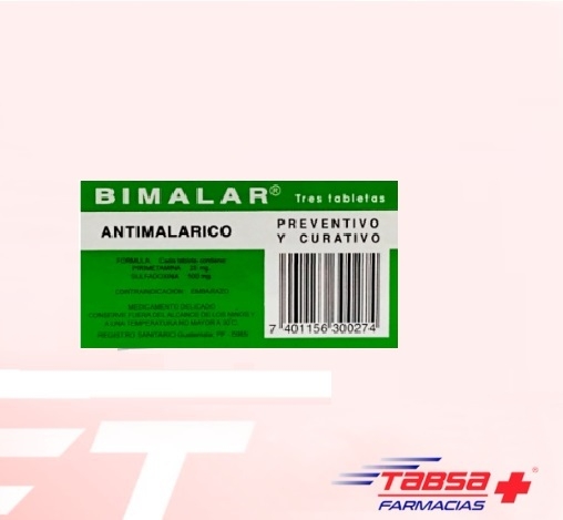 BIMALAR (pirimetamina 25mg + sulfadoxina 500mg) antimalarico *3 tabletas - FARMACIA NUEVO MILENIO