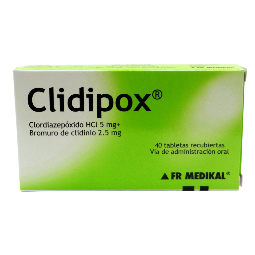 CLIDIPOX (clordiazepóxido HCL 5mg + bromuro de clidinio 2.5 mg) *tabletas  - FARMACIA NUEVO MILENIO