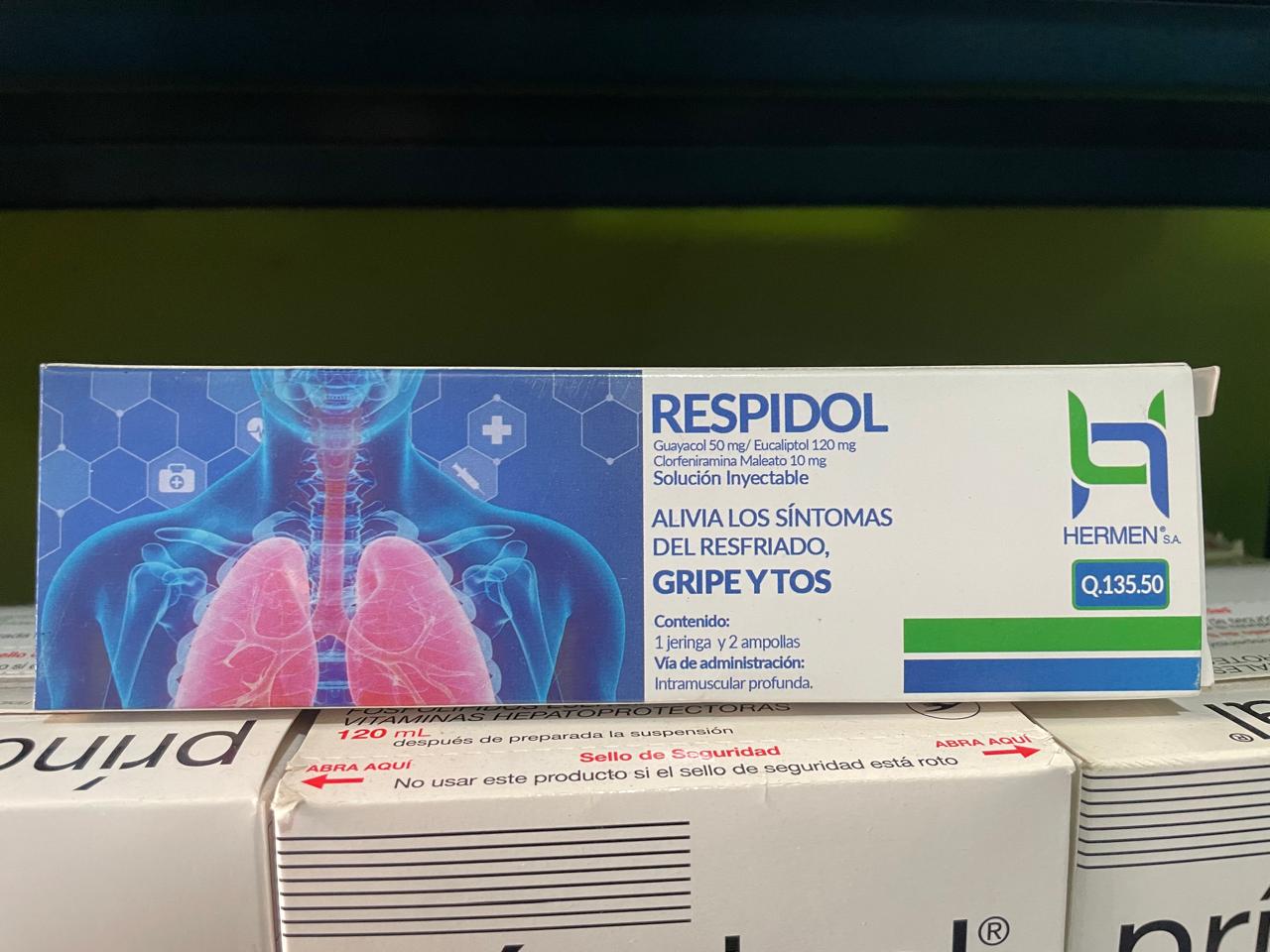RESPIDOL (GUAYACOL 50 MG EUCALIP CLORFENIRAMINA MALEATO) SOLUCIÓN INYECTABLE - FARMACIA NUEVO MILENIO