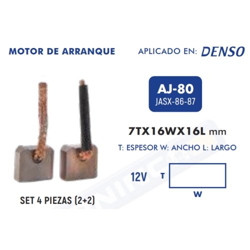 Carbones de Arranque Starter AJ-080 - Repuestos y Lubricantes Vicent's