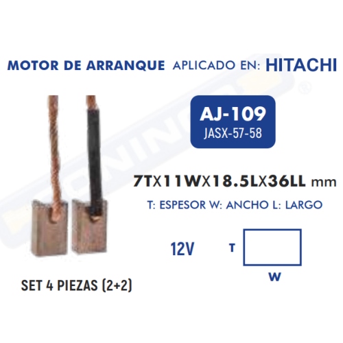 Carbones de Arranque Starter AJ-109 - Repuestos y Lubricantes Vicent's