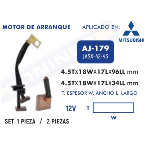 Carbones de Arranque Starter AJ-179 - Repuestos y Lubricantes Vicent's