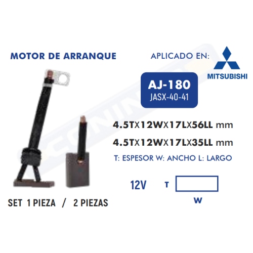 Carbones de Arranque Starter AJ-180 - Repuestos y Lubricantes Vicent's