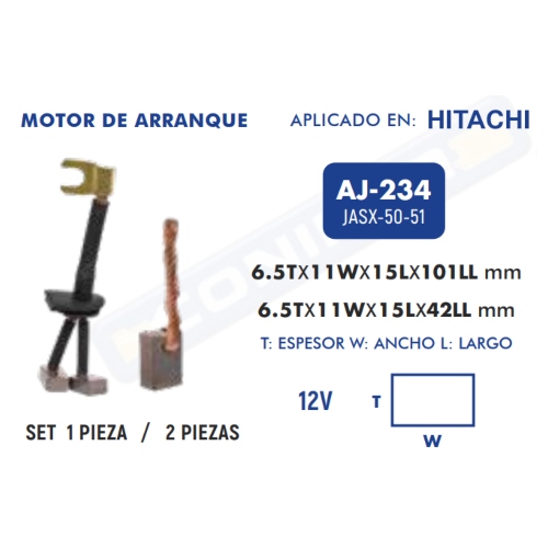 Carbones de Arranque Starter AJ-234 - Repuestos y Lubricantes Vicent's