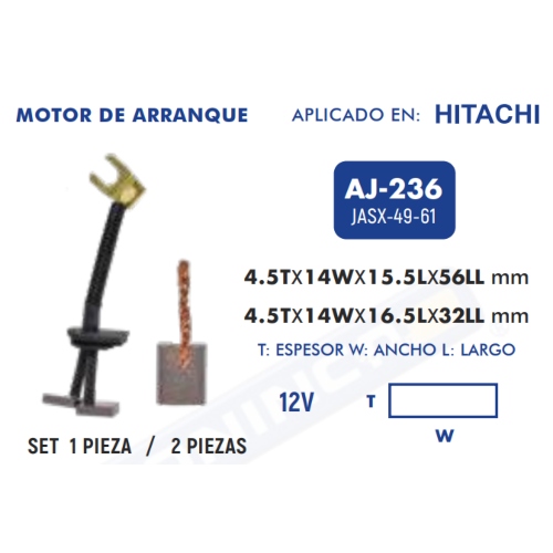 Carbones de Arranque Starter AJ-236 - Repuestos y Lubricantes Vicent's