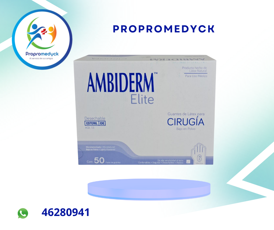 Guantes Quirúrgicos Estériles #6 caja de 50 pares maca AMBIDERM  - PROPROMEDYCK