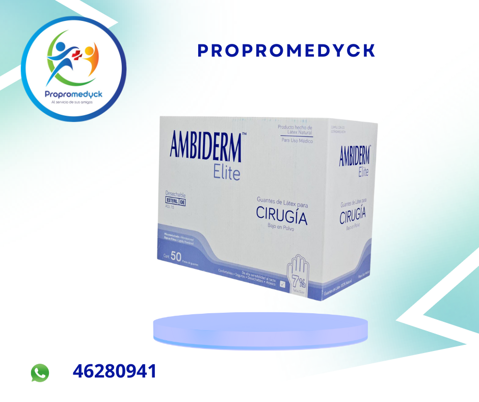 GUANTE QUIRÚRGICO ESTÉRIL  # 7.5 CAJA DE 50 PARES MARCA  AMBIDERM  - PROPROMEDYCK