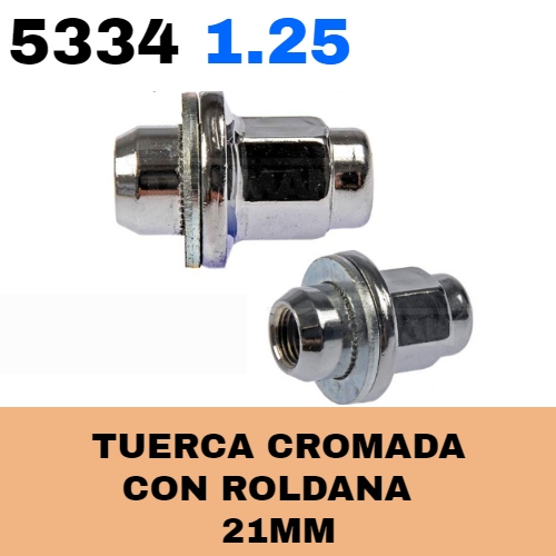 Tuerca Cromada (5334 1.25) Con Roldana CR-225 Para Aros de Magnecio - Repuestos y Lubricantes Vicent's